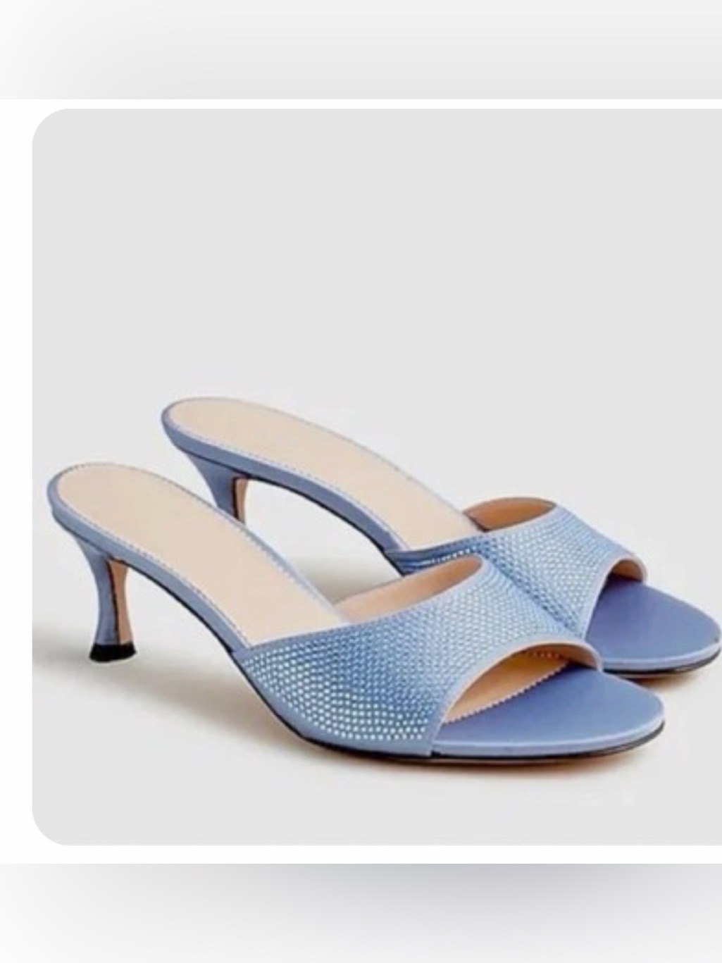 J. Crew Violeta Light Blue Rhinestone Slide Heels For Women